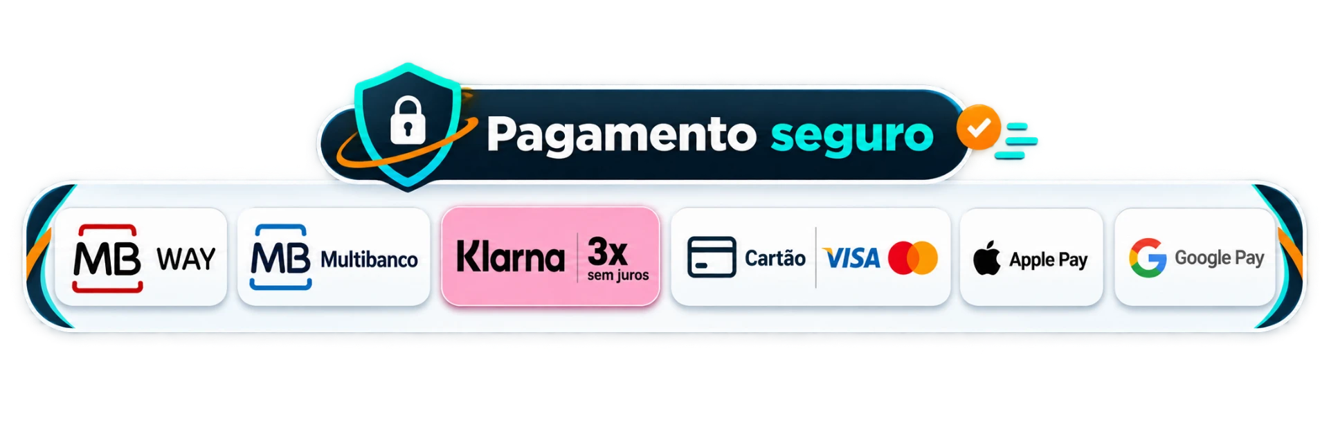 Métodos de pagamento: MB WAY, Multibanco, Klarna em 3x sem juros, cartão de crédito