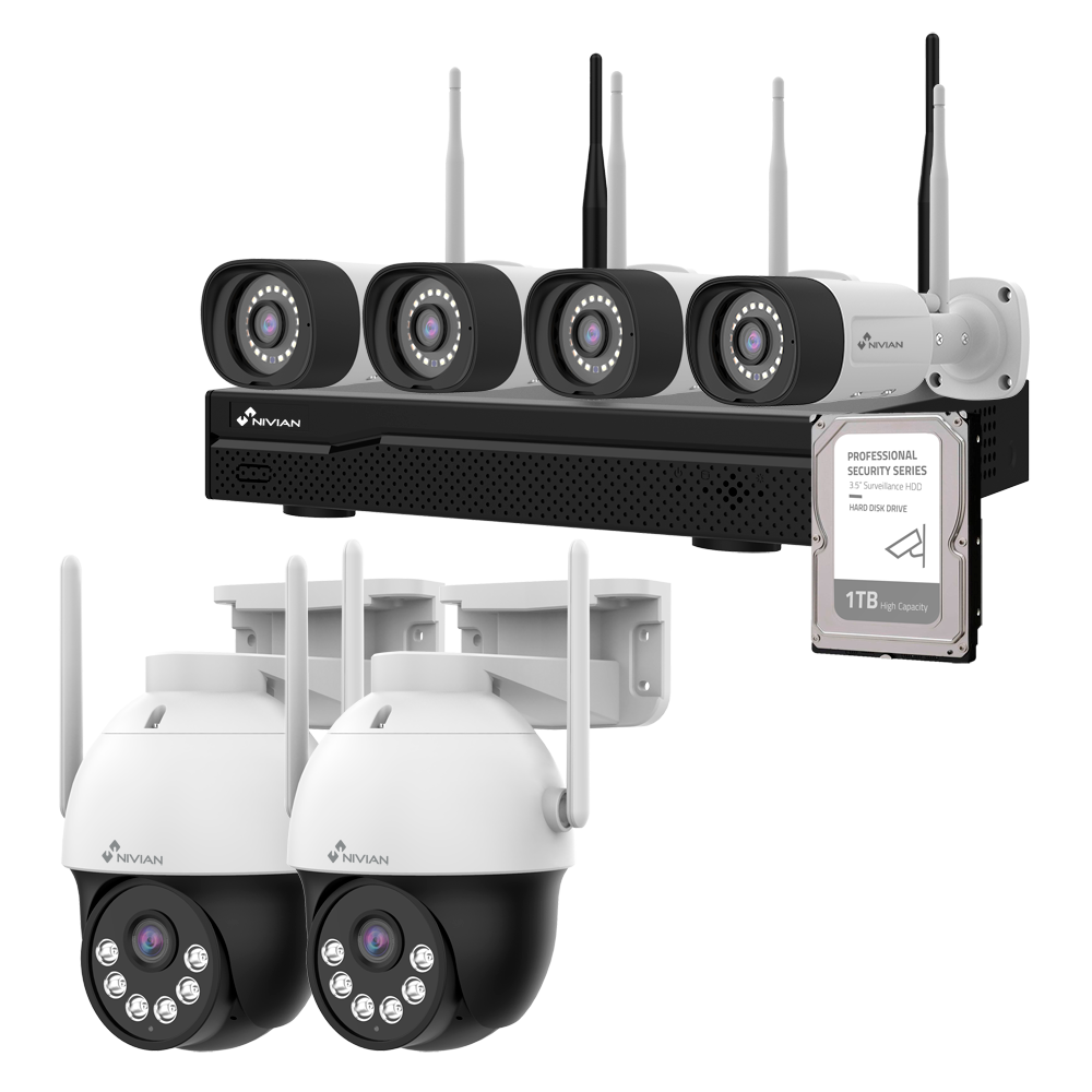 Kit Completo: NVR 1 TB com 6 câmaras 3 MP
